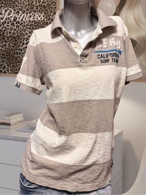 Aeropostale Vintage Y2K mens striped polo shirt